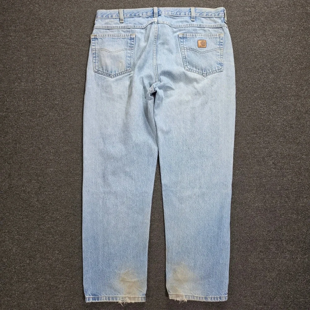 Carhartt Jeans Mens 40x30 Blue Light Wash Denim B18 STW Workwear Traditional Fit